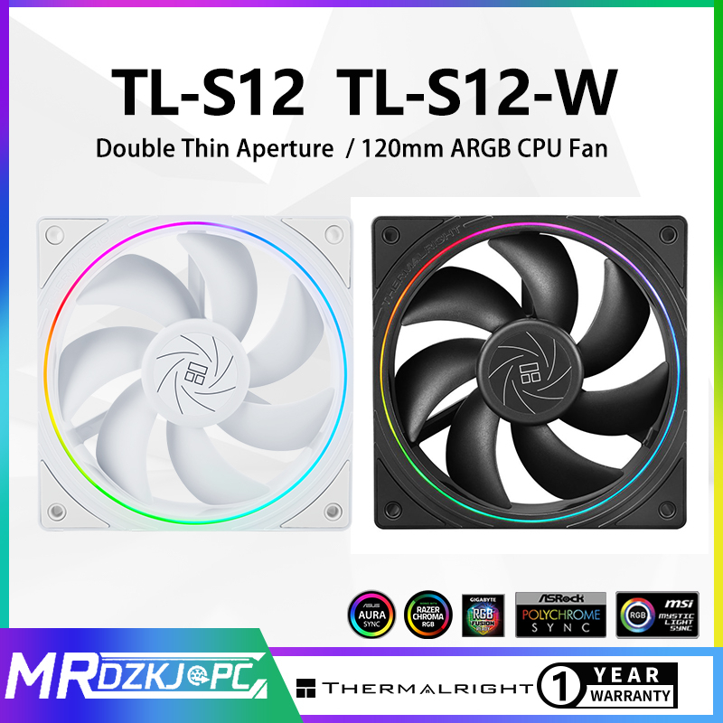 Thermalright Tl S Tl S W Argb Cpu Fan White Black Halo Led Mm S Fdb Bearing V Pin