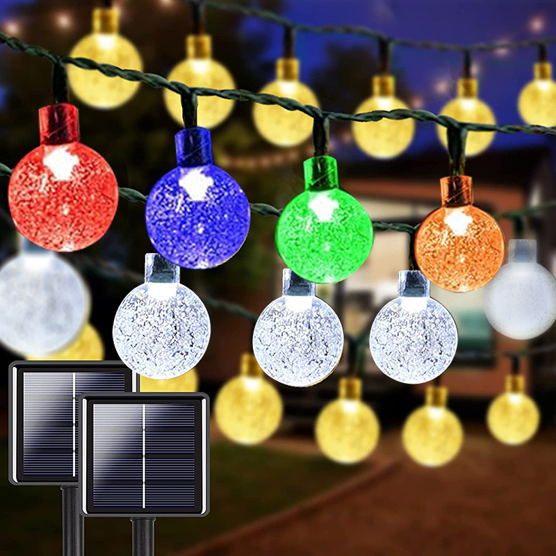 5/7/12M LED Garden LED Solar String Lights Bubbles Crystal Ball Globe ...