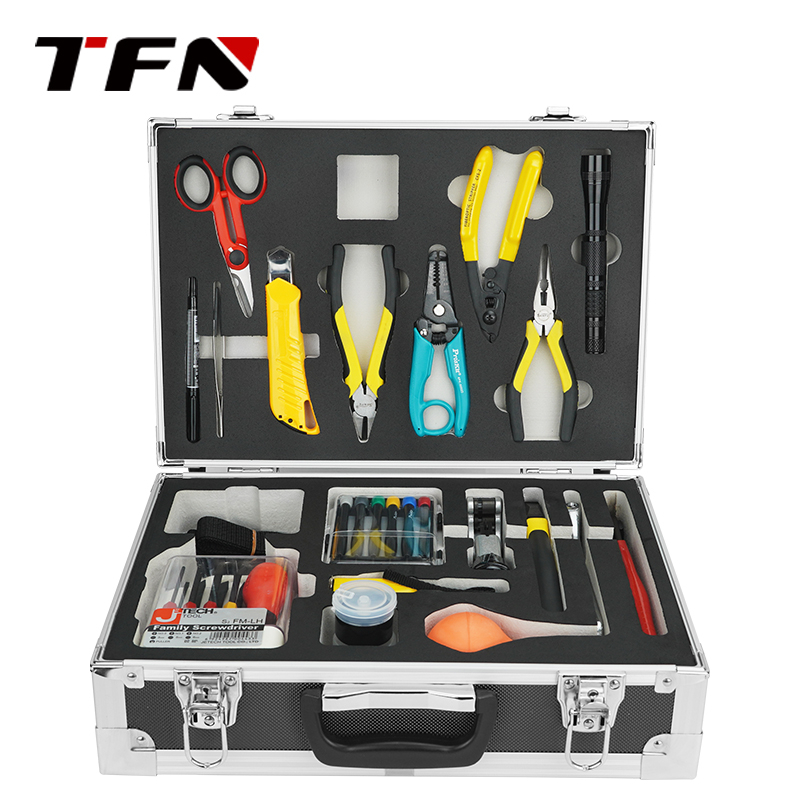 TFN TG1 19 PCS FTTH Fiber Optic Construction Toolbox Optical Fiber