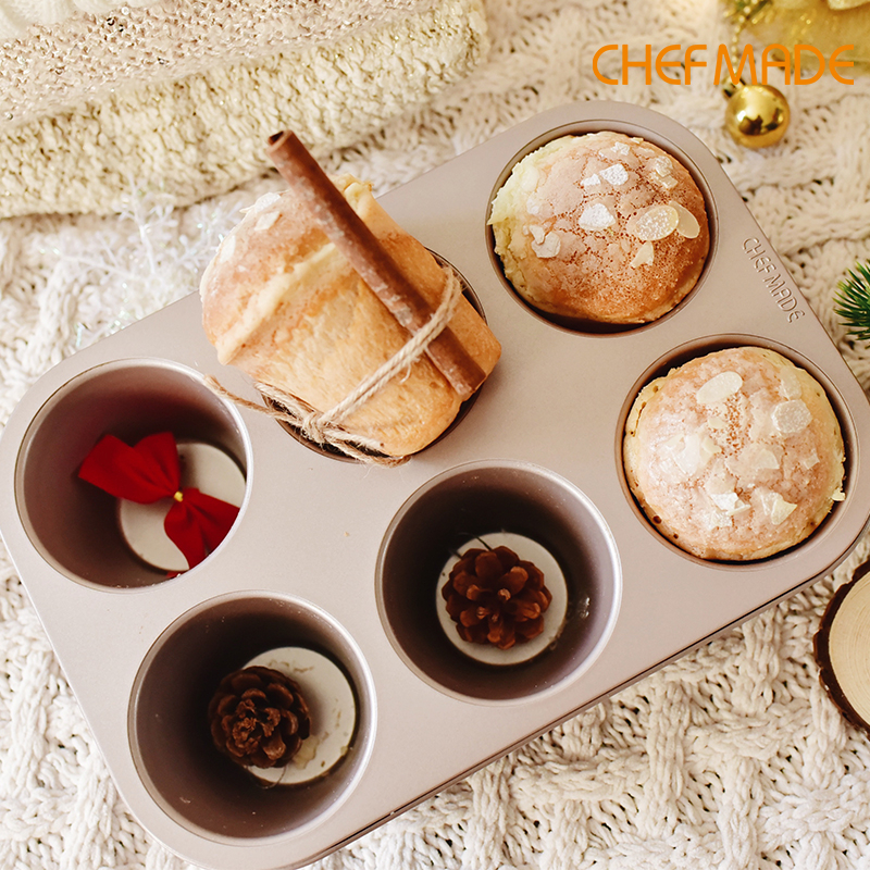 Cupcake Baking Pans Cupcake Pan With Lid CHEFMADE 6-Cavity Non