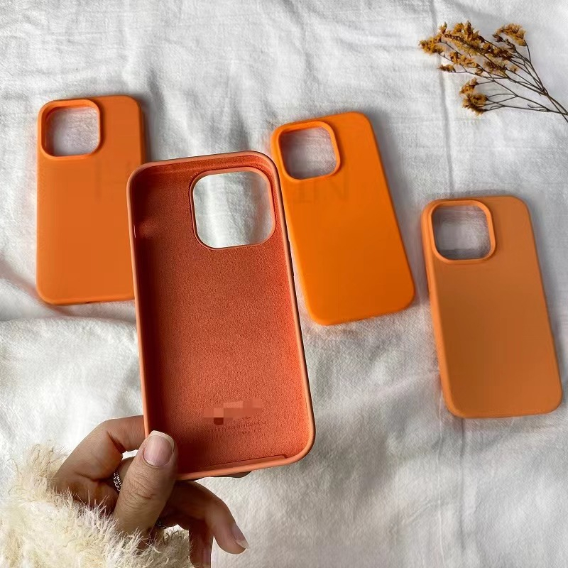 Orange series liquid silicone phone case suitable for iPhone 11 12