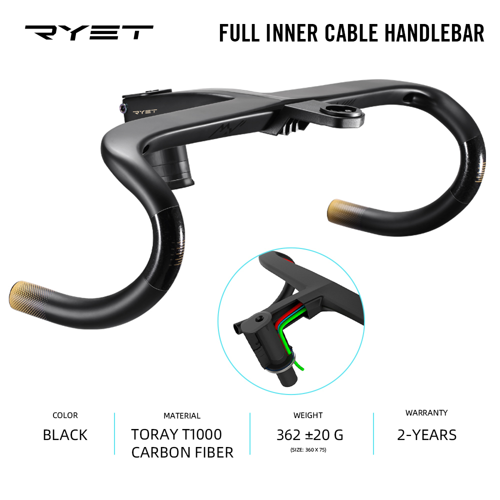 2023 RYET Ergo Ace Full Internal Cable Routing Road Bicycle Handlebar