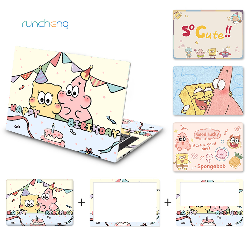 3pcs-universal-diy-spongebob-squarepants-fresh-cute-design-laptop