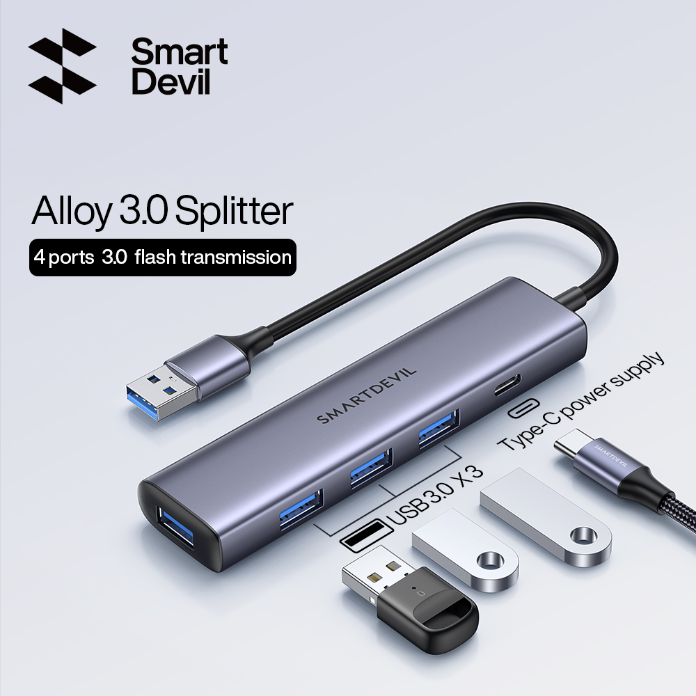 SmartDevil USB Hub 3.0 Aluminum 3-Port USB 3.0 Extender Ultra Slim ...