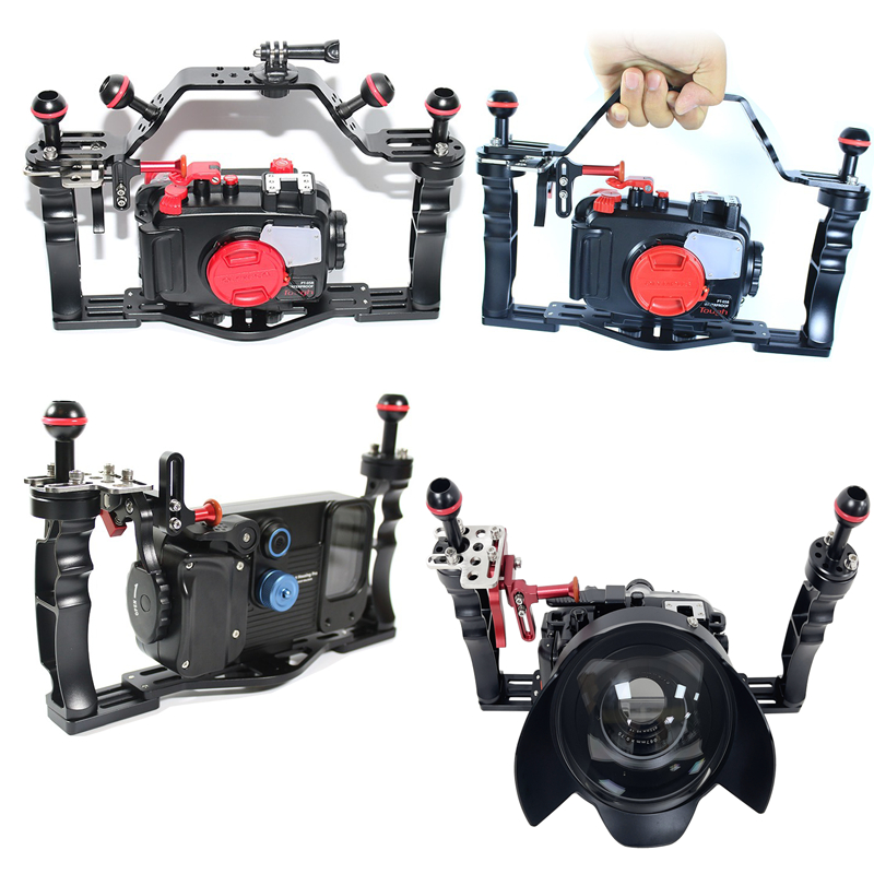 New DSLR Diving Dual Handheld Tray Bracket Handle Grip Rig w/ 1/4 ...