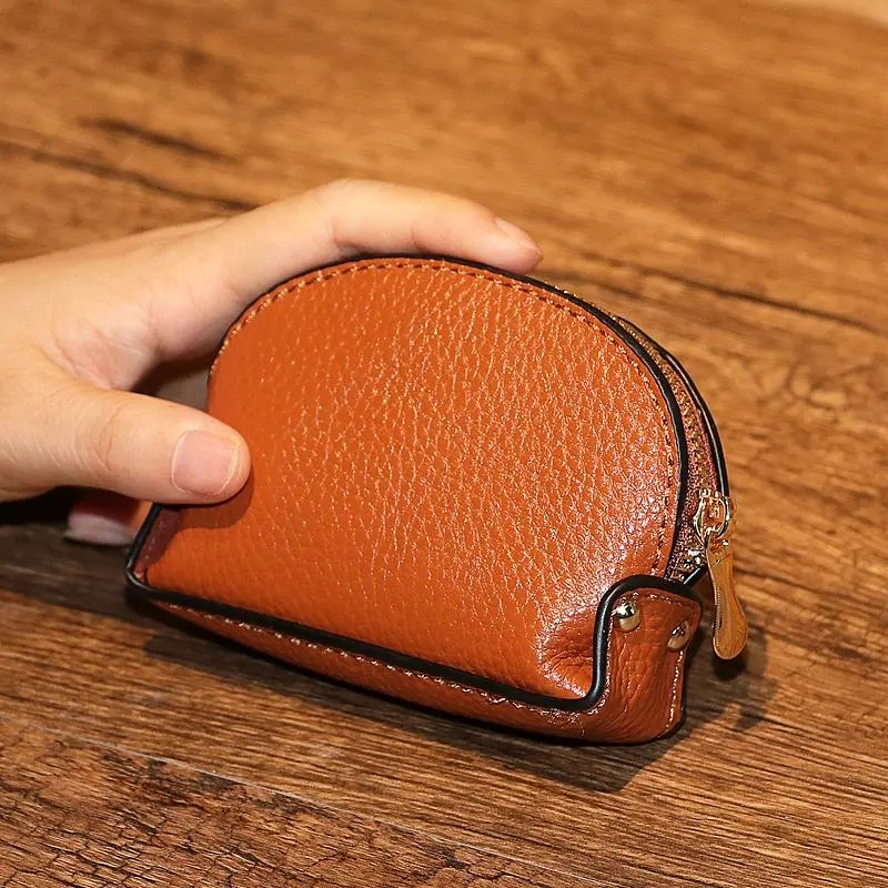 Cowhide mini coin purse women genuine leather short small purse Coin