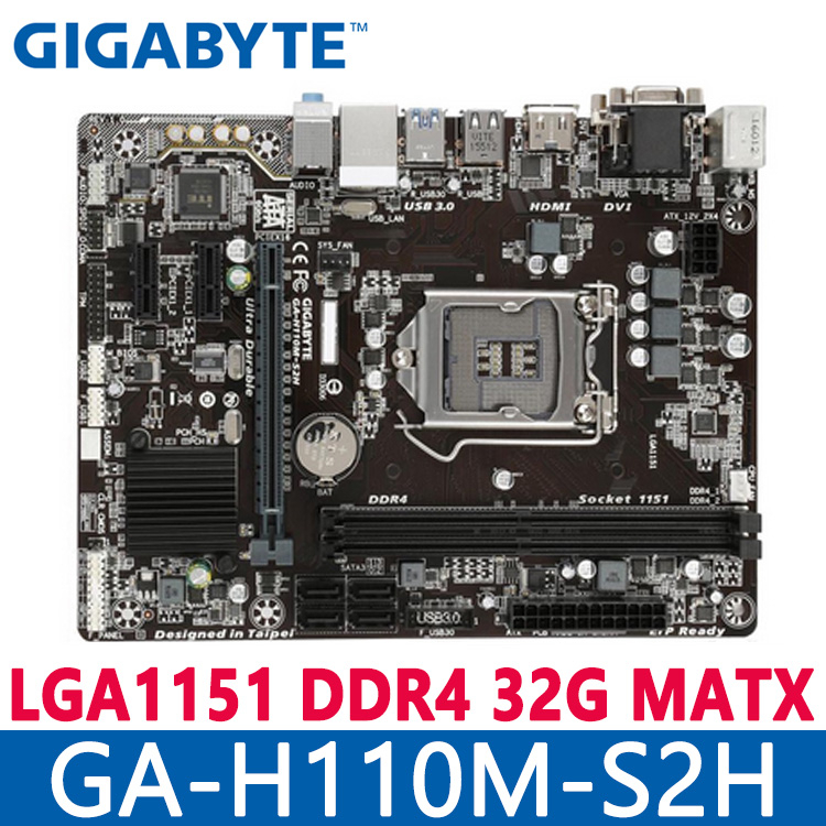 ⚡️GIGABYTE GA-H110M-S2H DDR4 Motherboard Intel H110 Chipset Support ...