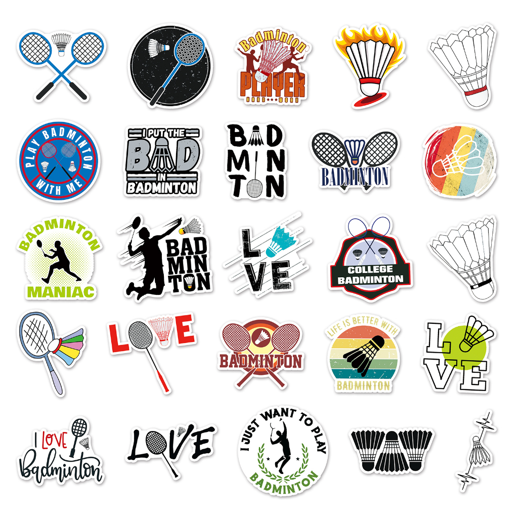 50 Piece Funny Badminton Stickers For laptops/phones/Guitar/Car DIY ...