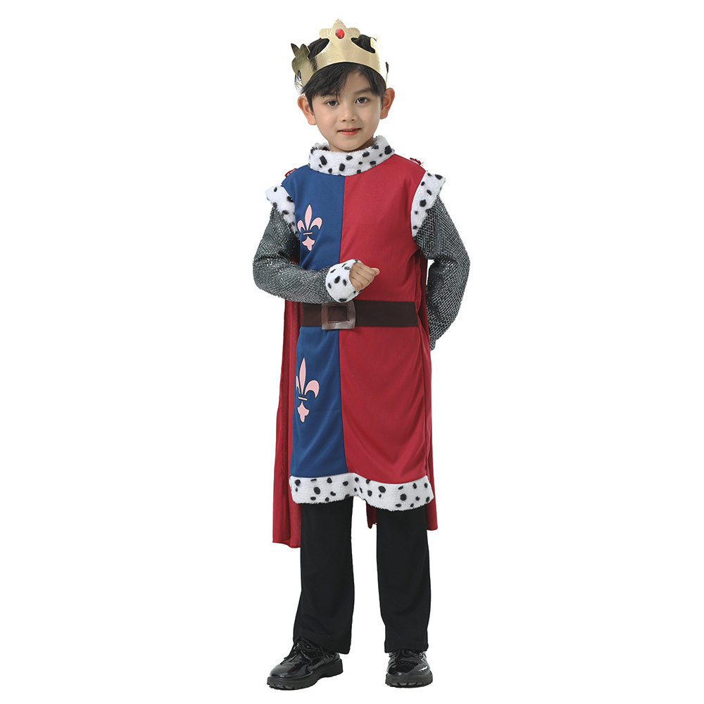 Kids Fantasy Medieval King Costume Boys Halloween Carnival King Arthur