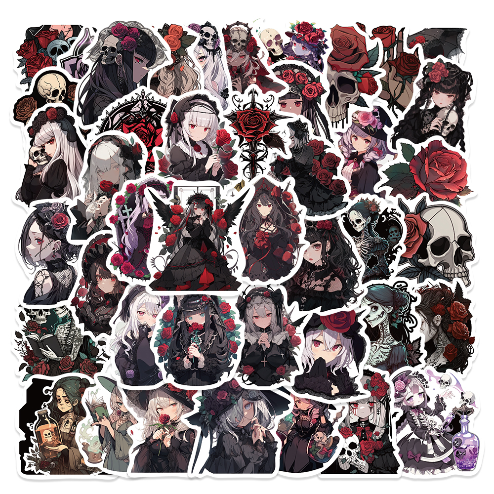 50PCS Cool Gothic Punk Rose girl Graffiti Stickers Decals Kids Toy DIY ...