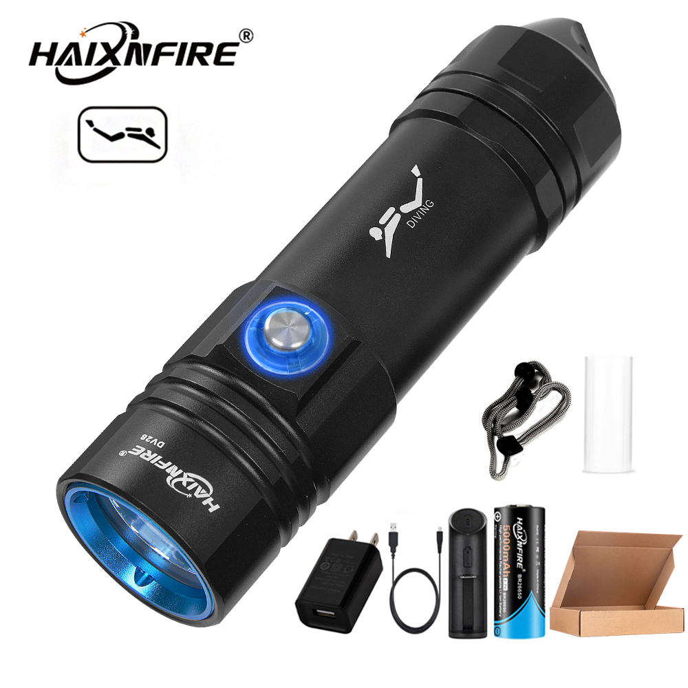 HaixnFire DV28 Dive flashlight Waterproof Lights Water Pulmonary Dive ...