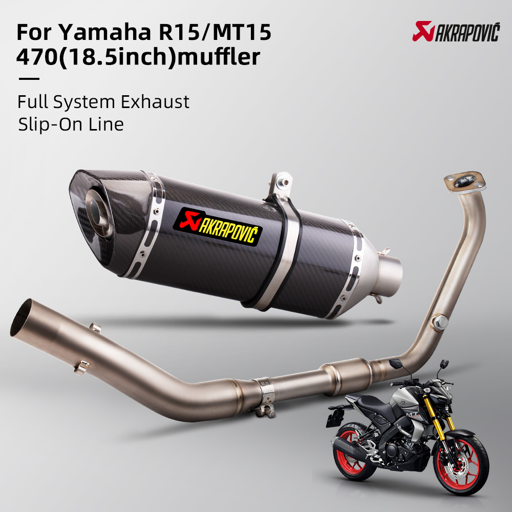 Akrapovic 470mm for YAMAHA R15V3/R15V4/MT15 Full system Titanium