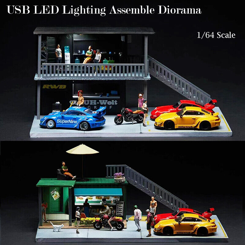 Diorama 1/64 Scale Car Garage Model Single Storey Slab Double Storey