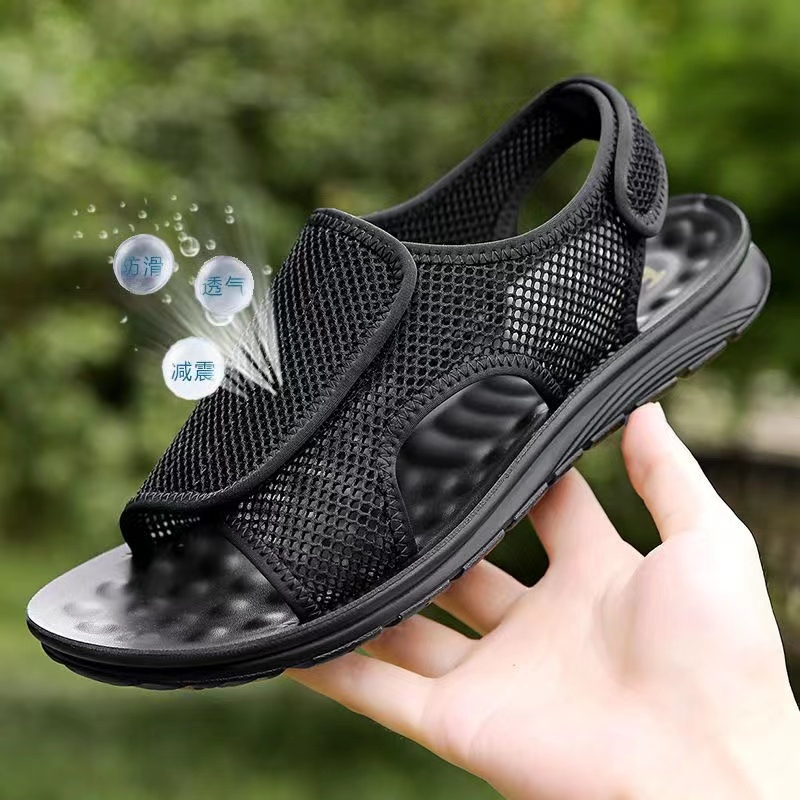 Summer men's diabetes foot sandals Breathable hollow out foot swelling