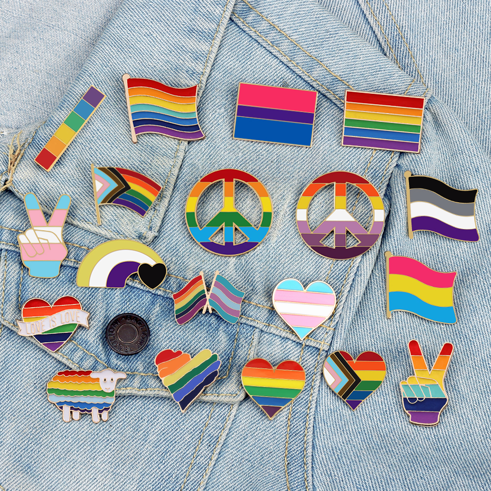 Creative Lgbtq Enamel Pins Rainbow Flag Brooch Badges Pansexual Asexual