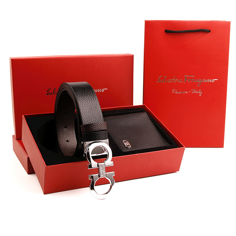 120cm S'F Belt + Wallet Set With Box Men Belts Leather Luxury Strap ...