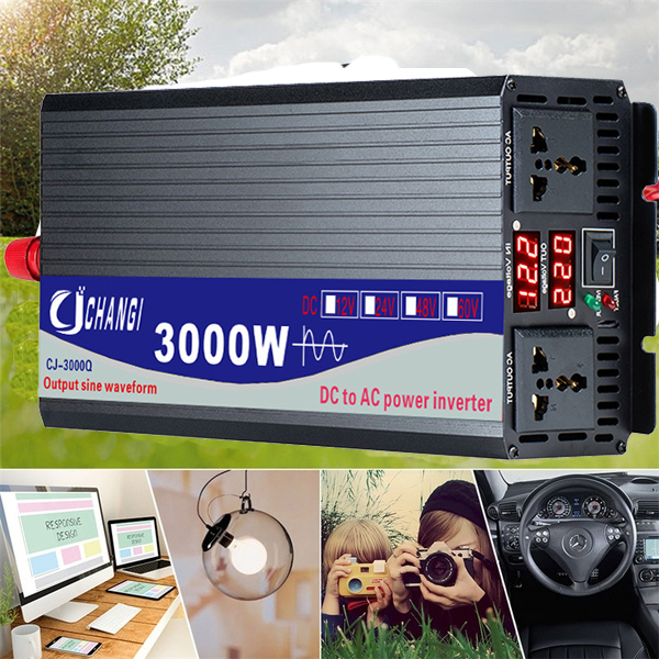 Pure Sine Wave Inverter 3000W DC 12V 24V 48V 60V 72V to AC 220V Convert ...