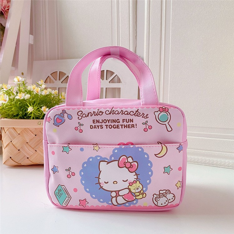 Cartoon Cartoon Lunch Bag Portable PU Leather Insulation Bag KUROMI Working Student Aluminum Foil Cooler Bag Children Lunch Box Bag cinnamoroll