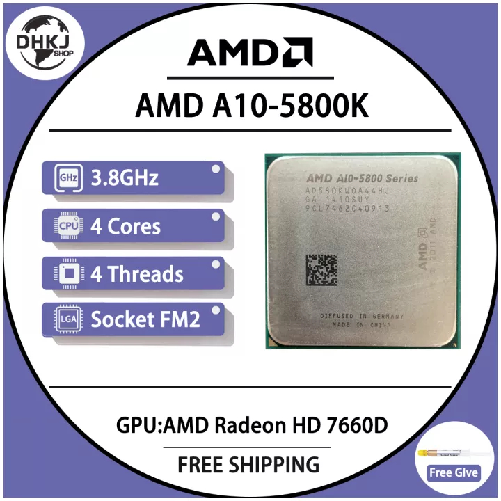 AMD A10-Series A10 5800K A10 5800 Quad-Core CPU Processor AD580KWOA44HJ ...