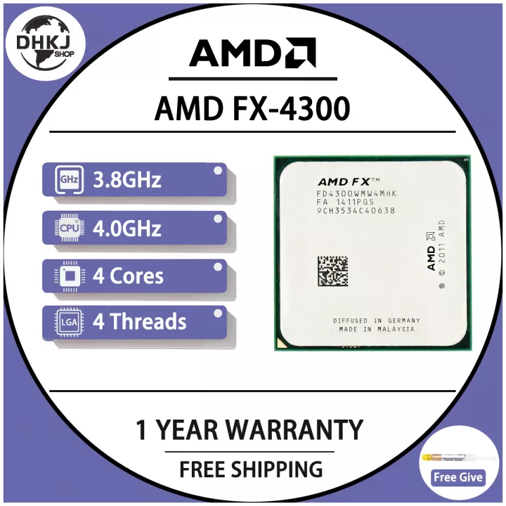 AMD FX Series FX4300 3 8GHz Quad Core CPU Processor FX 4300