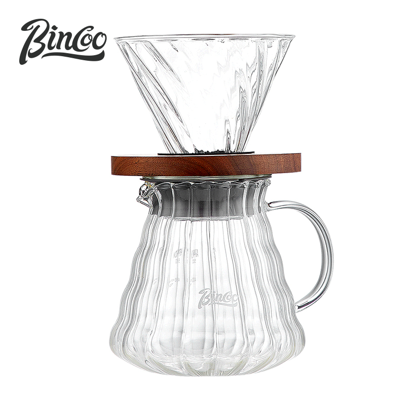 BINCOO Coffee Dripper Glass Coffee Filter Cup HandPour Coffee Maker