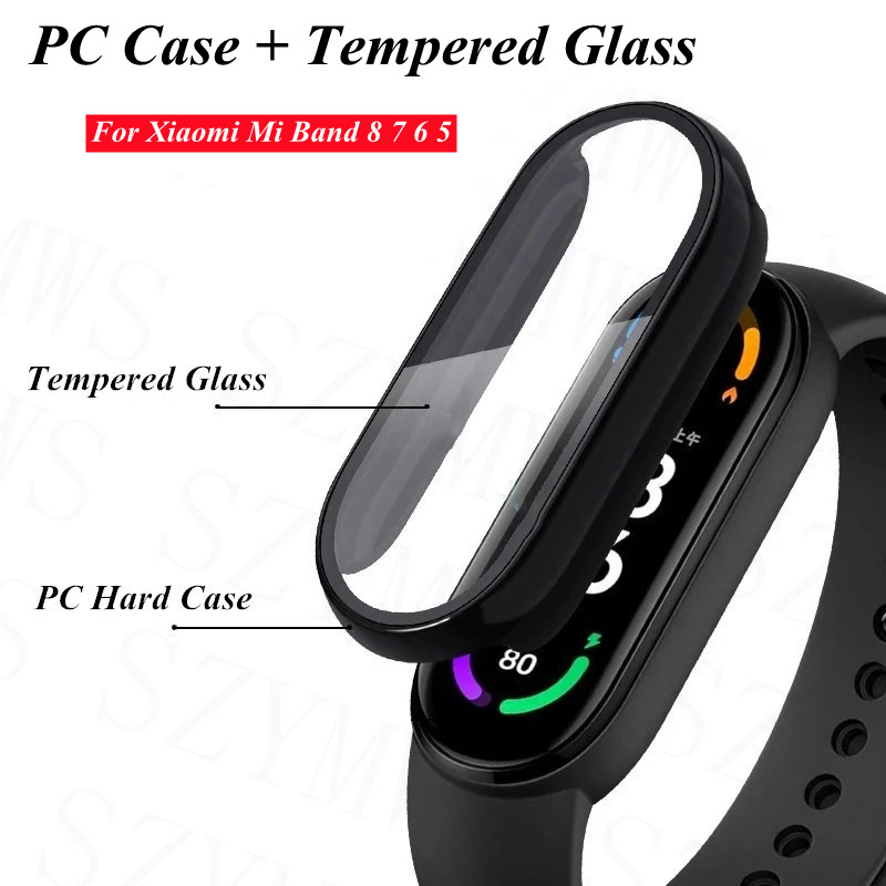 PC Case+Tempered Glass For Xiaomi Mi Band 8 Active Full Cover Screen  Protector Smartwatch Bumper For Mi Band8 Mi8 Active Shell - AliExpress