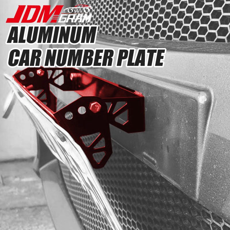 JDMGRAM Alumnum Car Licence Plate Frame Bracket Universal Adjustable Waterproof JDM Auto Front