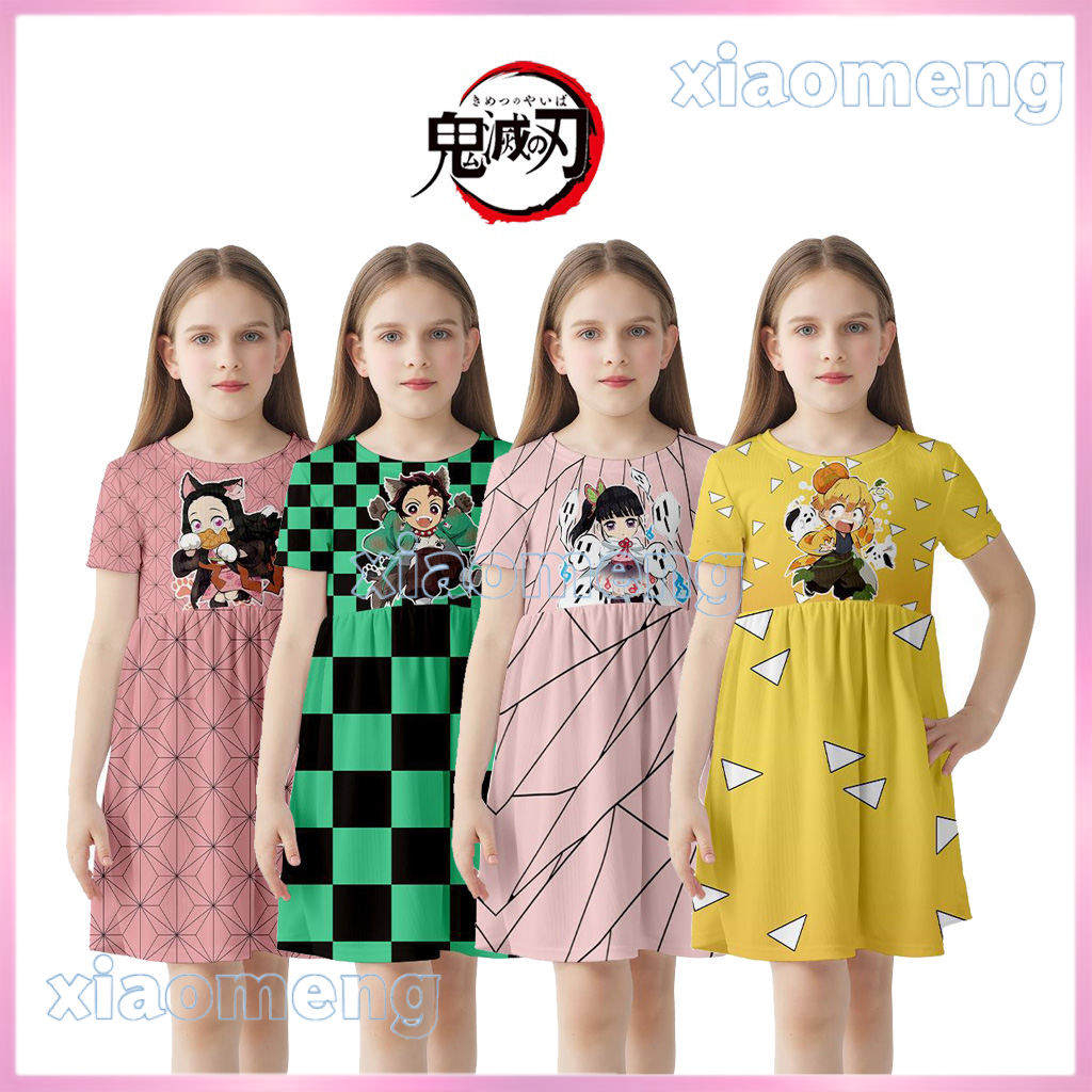 Demon Slayer dress nezuko Shinobu tanjiro dress for kids | Shopee ...