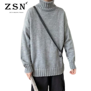 Autumn Winter Fashion Turtleneck Mens Thin Sweaters Casual Roll Nec