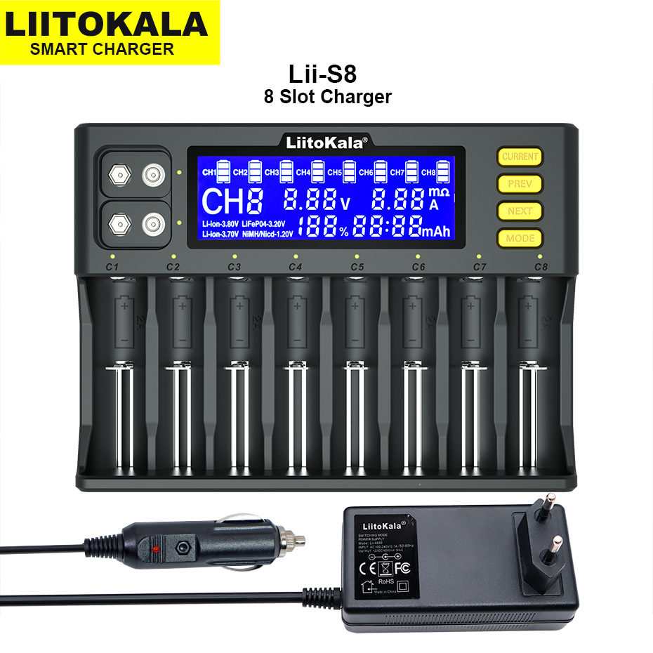 LiitoKala Lii-S8 Lii-PD4 Li-ion 3.7V NiMH 1.2V Li-FePO4 3.2V IMR 3.8V ...