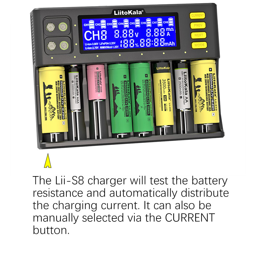LiitoKala Lii-S8 Lii-PD4 Li-ion 3.7V NiMH 1.2V Li-FePO4 3.2V IMR 3.8V ...