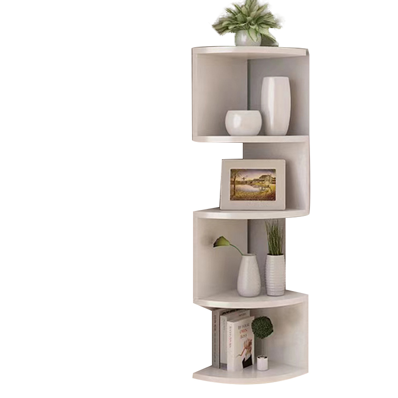 Visual Reference: Longfatai 5 Layer Corner Wall Shelf Living Room Wood Minimalist