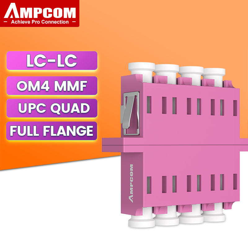 Ampcom Lc To Lc Quad Fiber Optical Coupler Os Os Om Om Om Om Full Flange Optic Adapter Smf