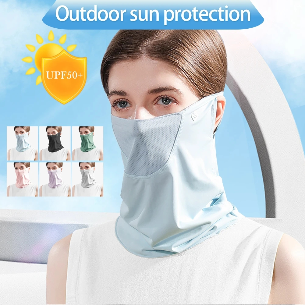 Women Summer Face Cover UV Protction Earloop Neck Gaiter Breathable ...
