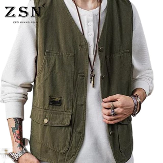 Fashion Men's Multi-pocket Activity Vest Casual Volunteer Vest