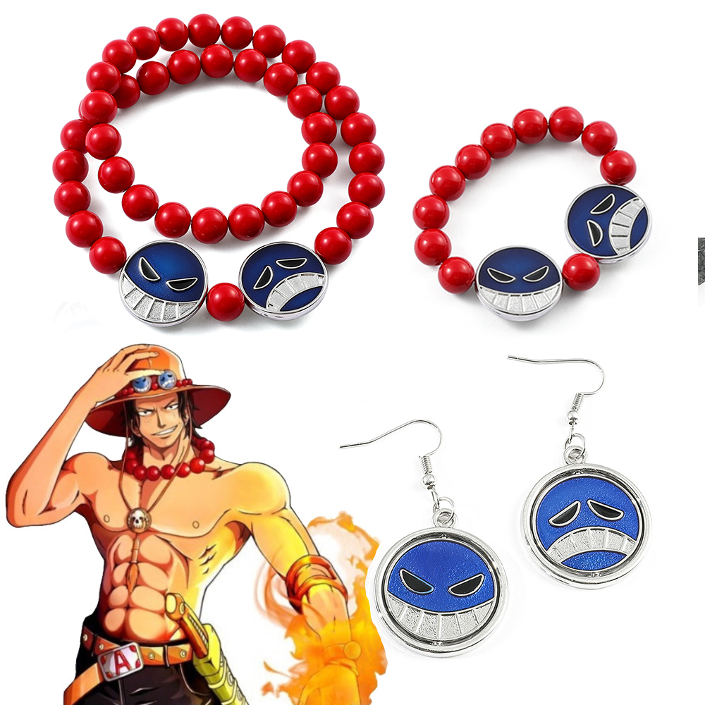 Anime One Piece Portgas D Ace Red Beads Necklace for Women Men Anime ...