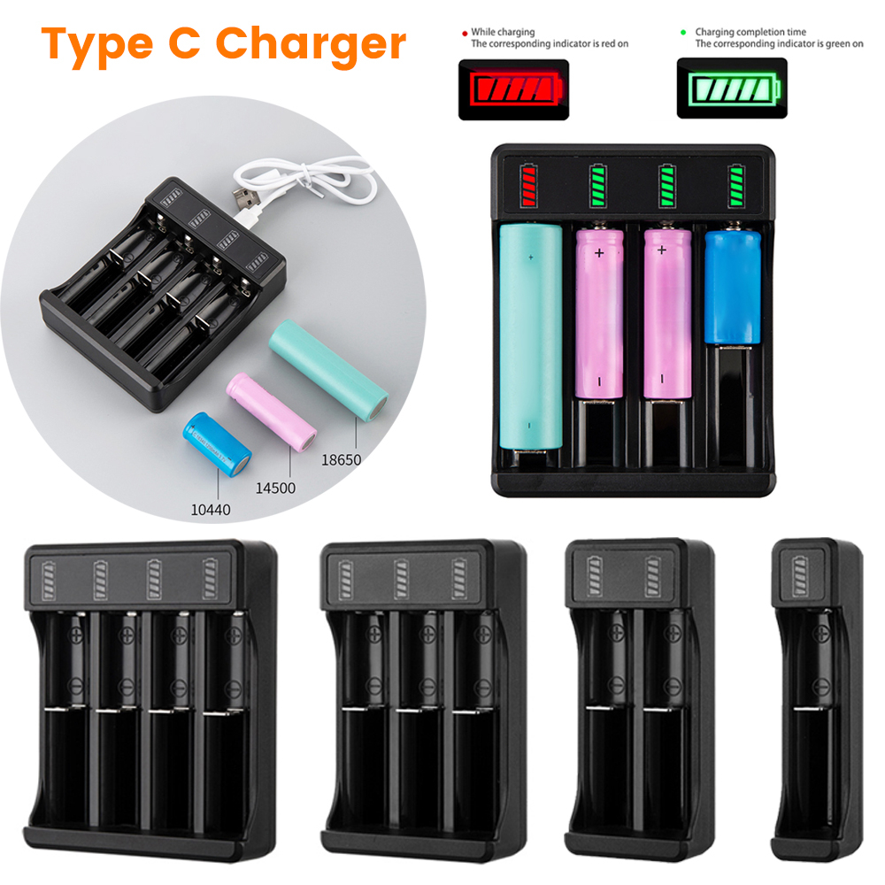 USB / Type C 18650 Battery Charger for Rechargeable Li-Ion Batteries ...