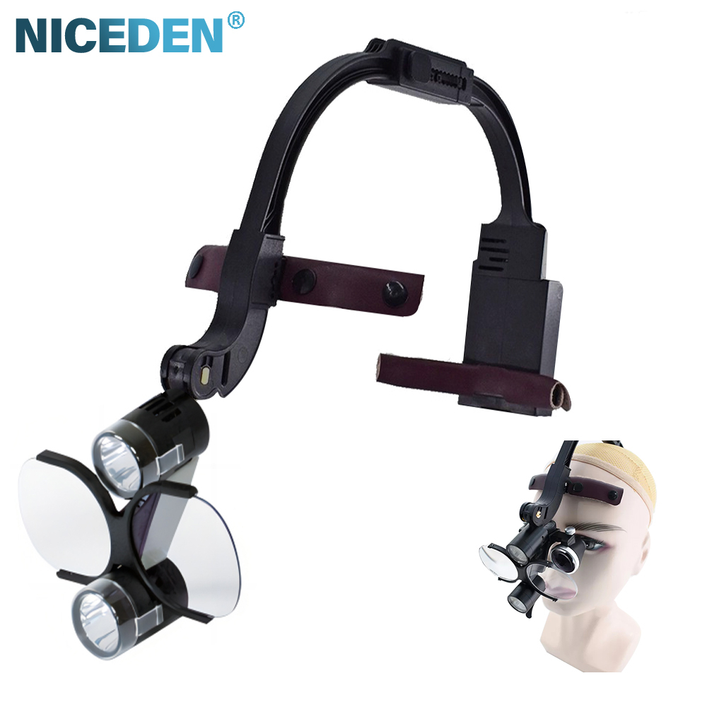 Dental Binocular Loupes Dental Medical Magnifier Headlight 5W Focusing