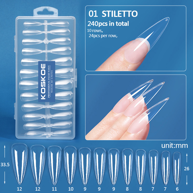 KOSKOE Clear Fake Nails Tips Soft Gel Tips Press on False Nail