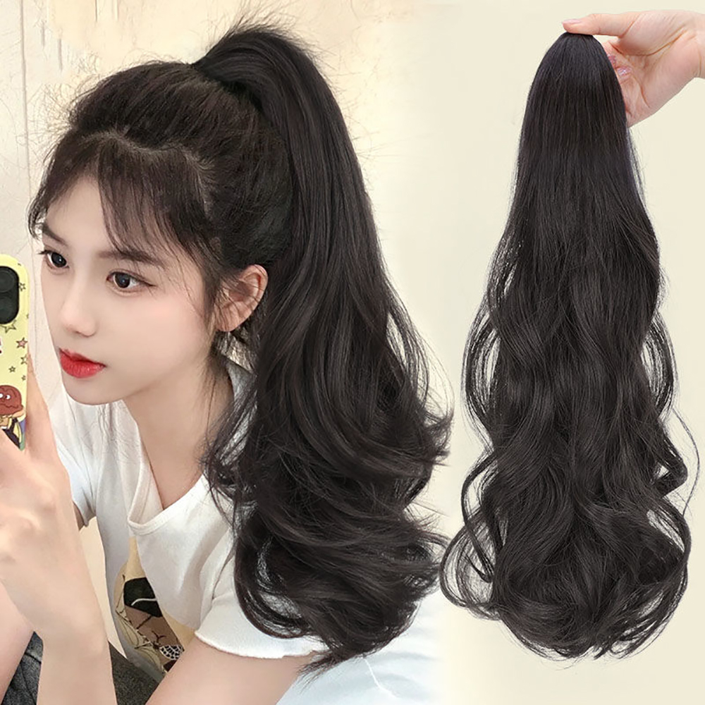 1Pc Women Wig Ponytail Ribbon-Type Hair Tail Grafting Curly Seamless ...