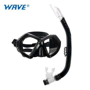 WAVE Professional Scuba Snorkel Mask Set Freediving Silicone Swimming ...