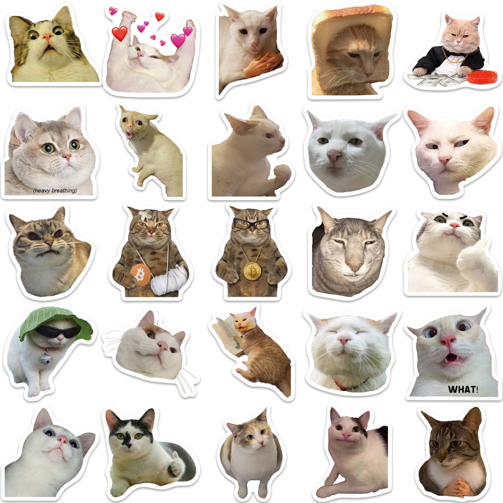50pcs Stickers Funny Cat Cute Kawaii Graffiti Skateboard Waterproof ...