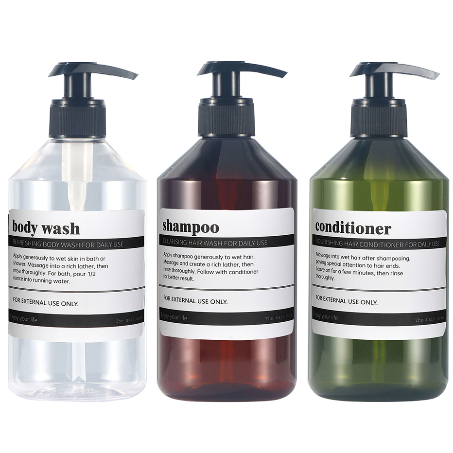 Shampoo Shower Gel Empty Pump Bottles for Hotel Bathroom Refillable Shampoo  Dispenser Amber Shampoo Bottle Container 300ml/500ml