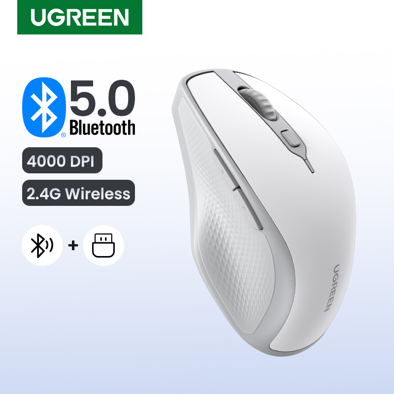 UGREEN Wireless Mouse Bluetooth5.0 Mouse Ergonomic 4000DPI 6 Mute Buttons  Mouse For MacBook Tablet Laptops Computer PC 2.4G Mice