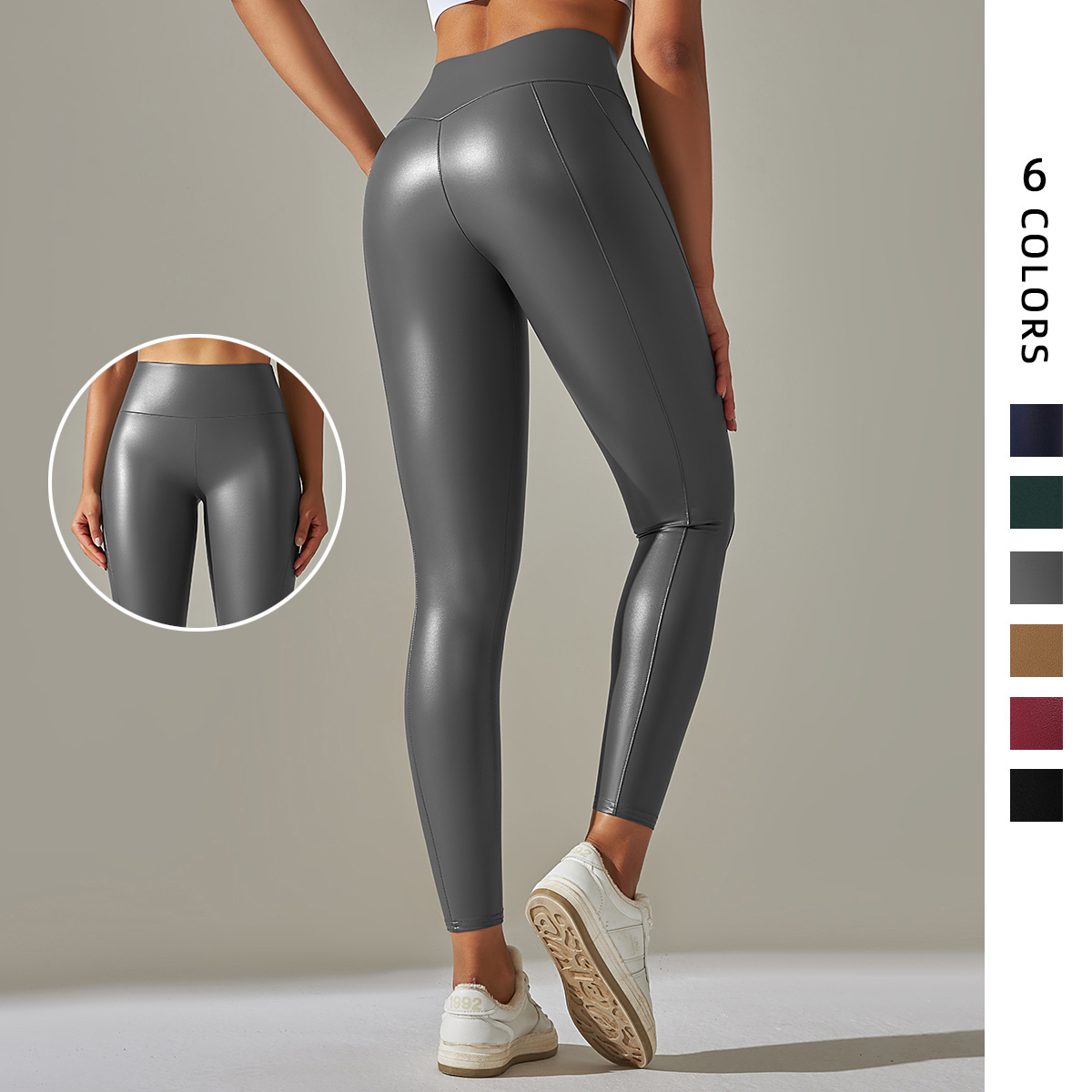 Nessaj Leather Sexy Leggings Women Hip Lift Slim Casual Pu Thin Stretch