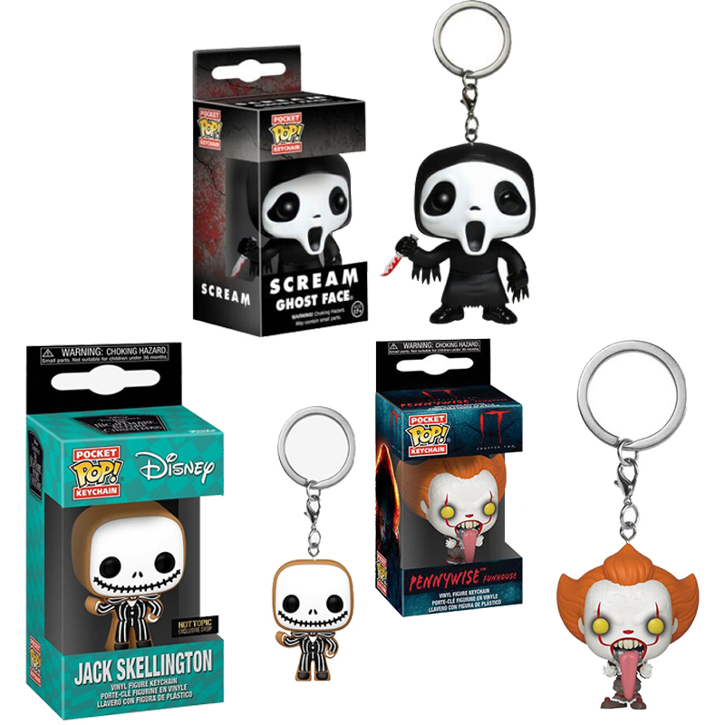 Funko Pop! Keychain Scream It Pennywise Jack Skellington Action Figure Keyring Toys model Dolls