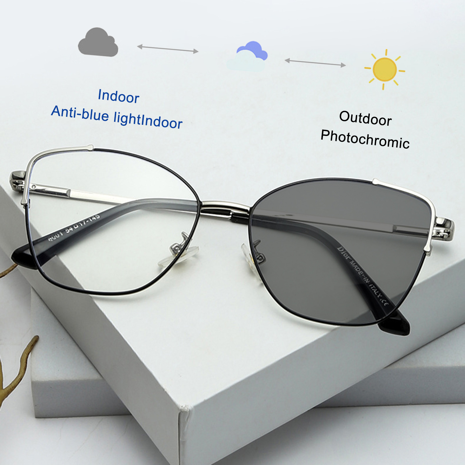 Photochromic Anti Radiation Glasses For Women Men Metal Aesthetic