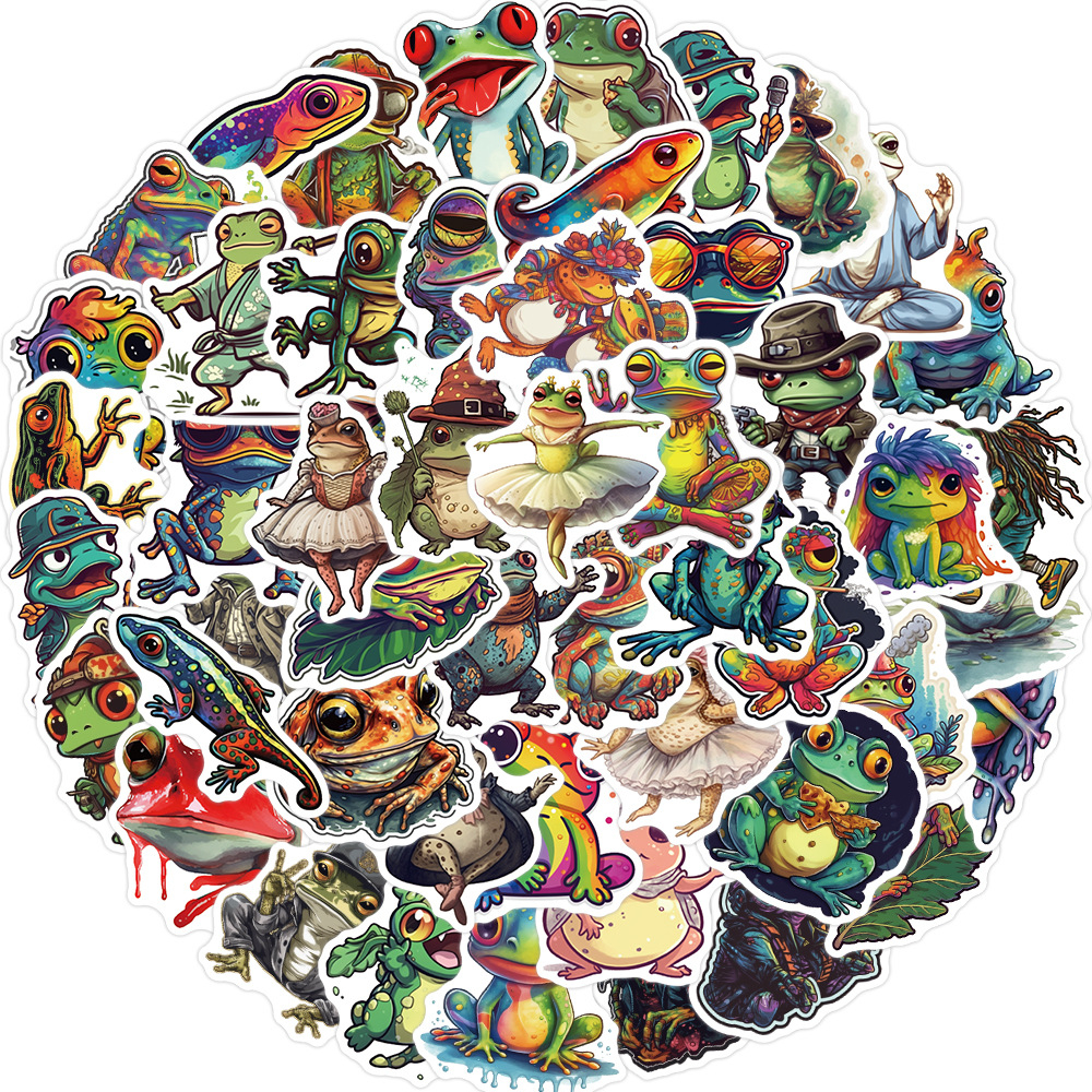 50 Psychedelic Frogs Lizard Waterproof Stickers For Laptop Helmet ...