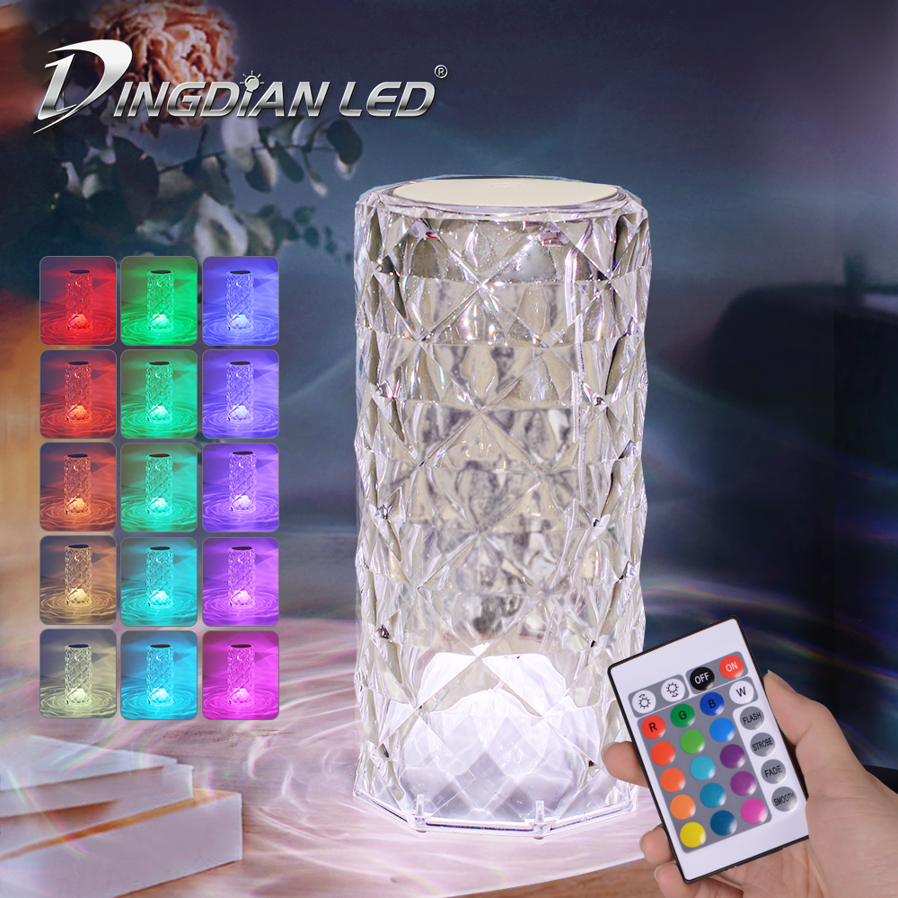 DingDian LED 3D Projection Diamond Rose Table Light RGB Sexy night ...