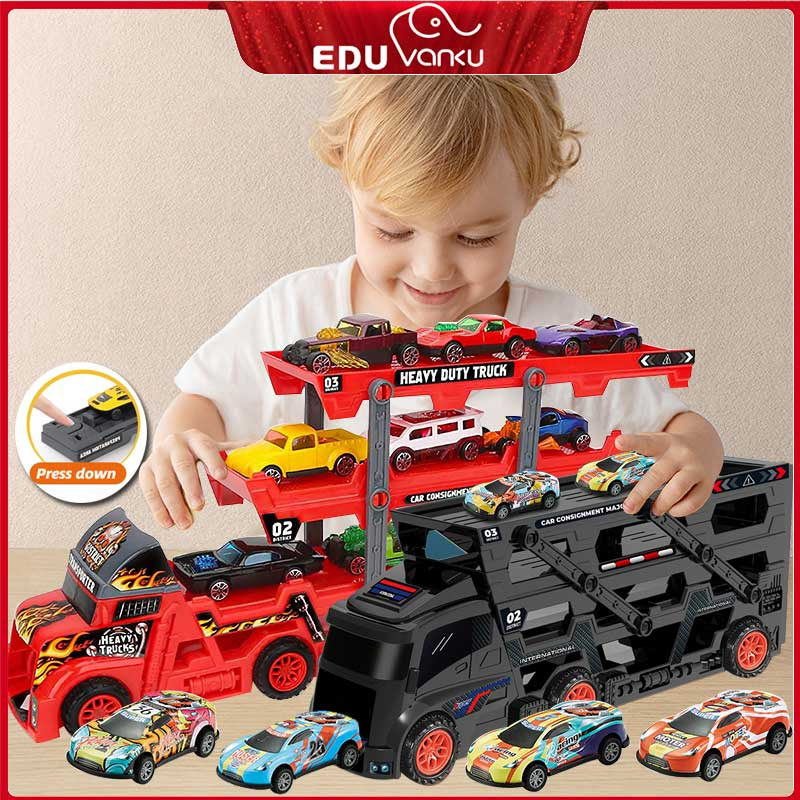 Kids Construction Monster Truck Toys Car for Boys, Long Folding and Shrinking Storage Catapult